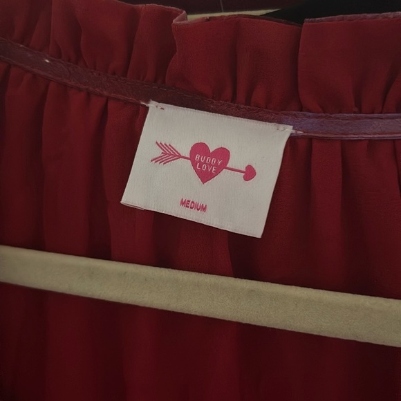 Buddy Love Zozo Dress Pink/Gold Size MEDIUM Long Sleeve Mini Ruffle - Picture 3 of 5